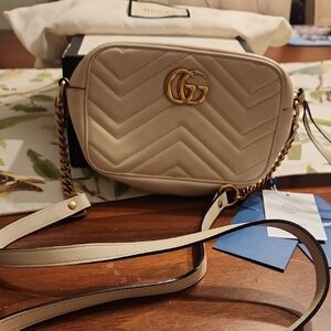 Gucci Cream Chevron Crossbody Bag